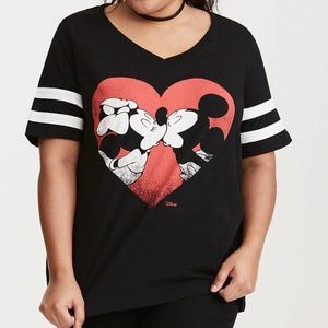 Torrid Disney Mickey Minnie Smooch Football Tee